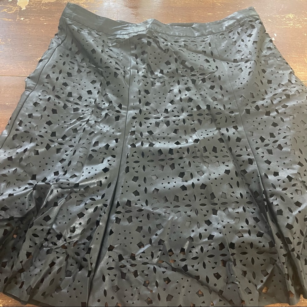 Faux black leather skirt